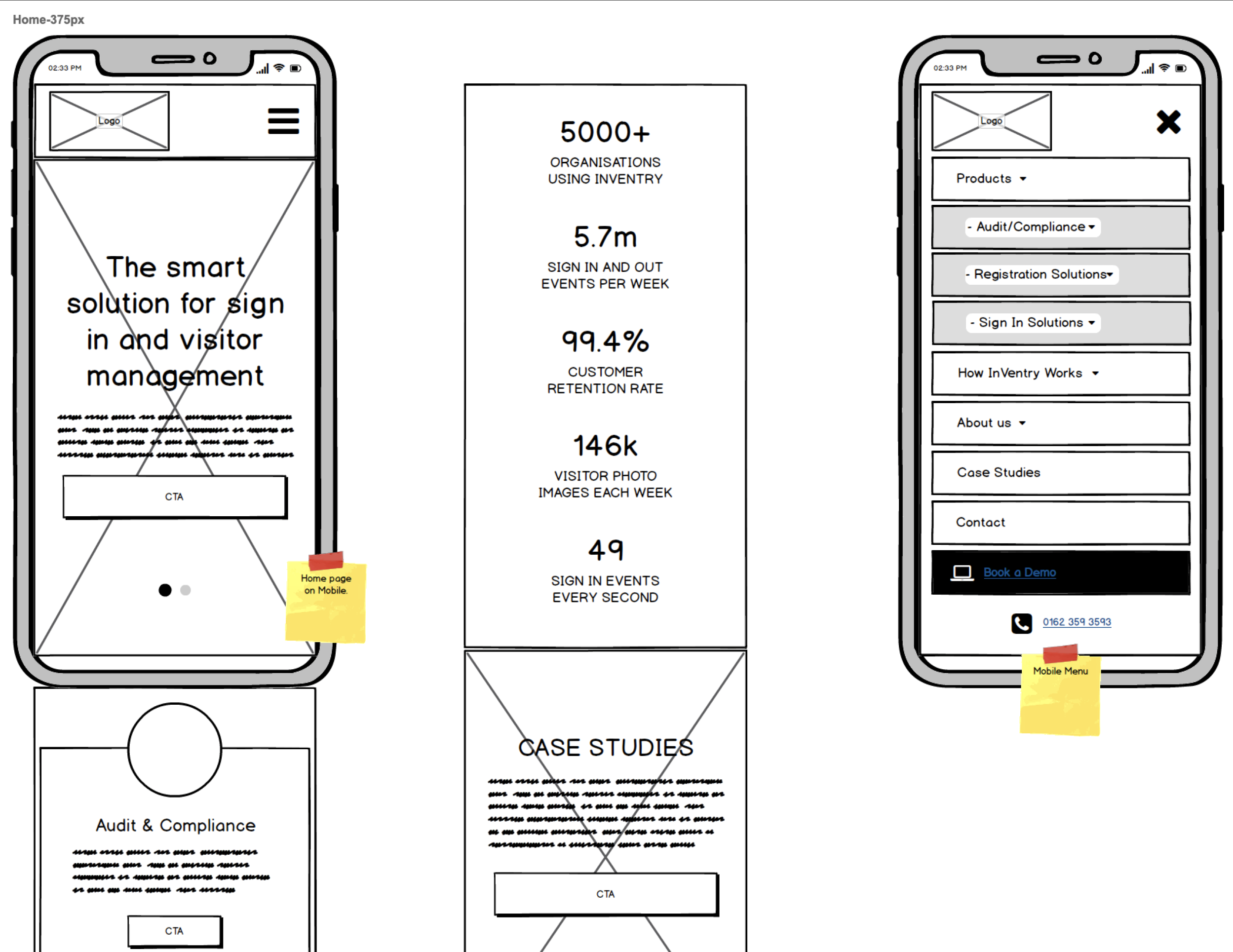 inventry wireframes mobile