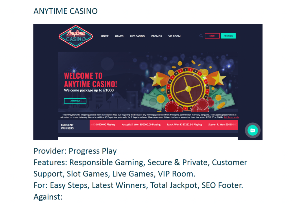 competitor review anytime casino